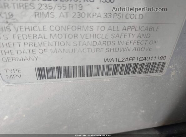 WA1L2AFP1GA011198 2016 AUDI Q5 Серебряный Вид подкапотного пространства
