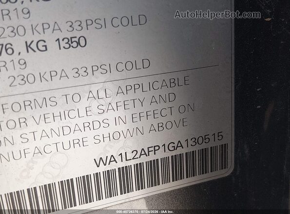 WA1L2AFP1GA130515 2016 AUDI Q5 Gray Vista del compartimento del motor