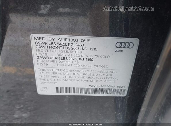 WA1L2AFP3GA016824 2016 AUDI Q5 Black Շարժիչի բաժամունքի տեսք