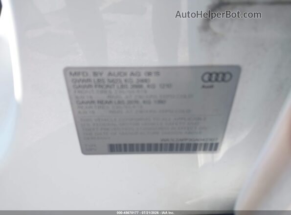 WA1L2AFP3GA042307 2016 AUDI Q5 White Вид підкапотного простору