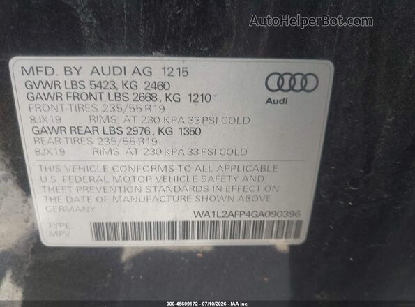 WA1L2AFP4GA090396 2016 AUDI Q5 Beige Widok komory silnika