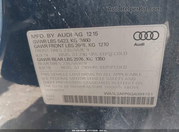 WA1L2AFP6GA094191 2016 AUDI Q5 Blue ძრავის განყოფილების ხედი