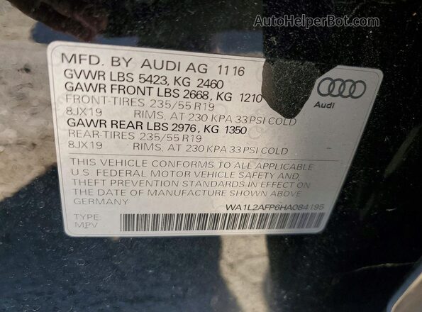 WA1L2AFP6HA084195 2017 AUDI Q5 Black Widok naklejki z numerem VIN
