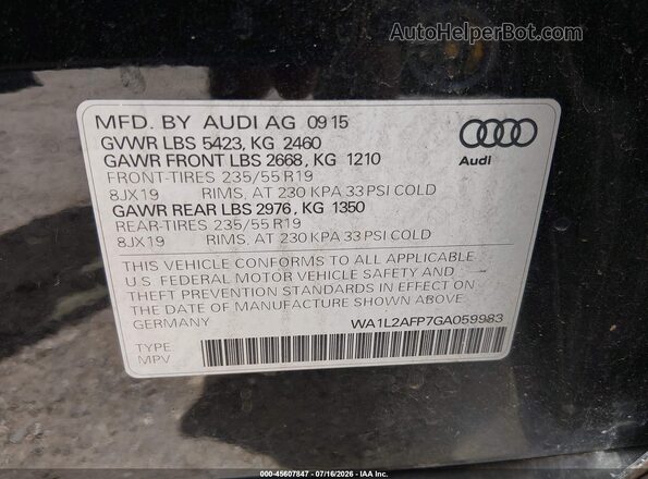 WA1L2AFP7GA059983 2016 AUDI Q5 Black Engine compartment view