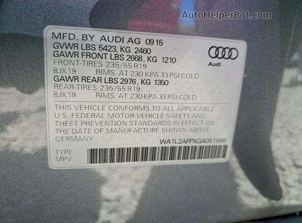 WA1L2AFPXGA051666 2016 AUDI Q5 Charcoal Սալոնի 360 աստիճան տեսք