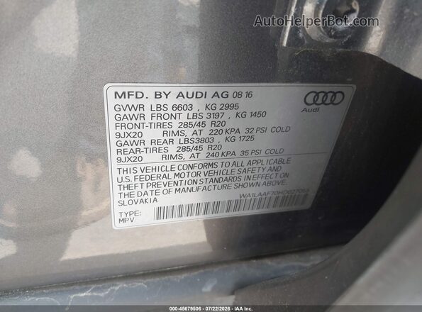 WA1LAAF70HD027055 2017 AUDI Q7 Gray Շարժիչի բաժամունքի տեսք
