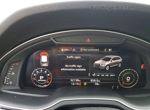 WA1LAAF75KD034610 2019 AUDI Q7 White Вид щитка приладів