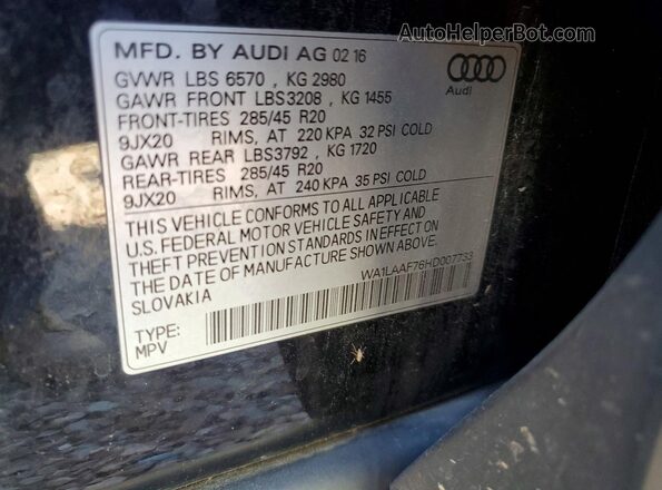 WA1LAAF76HD007733 2017 AUDI Q7 Black Widok wnętrza 360 stopni
