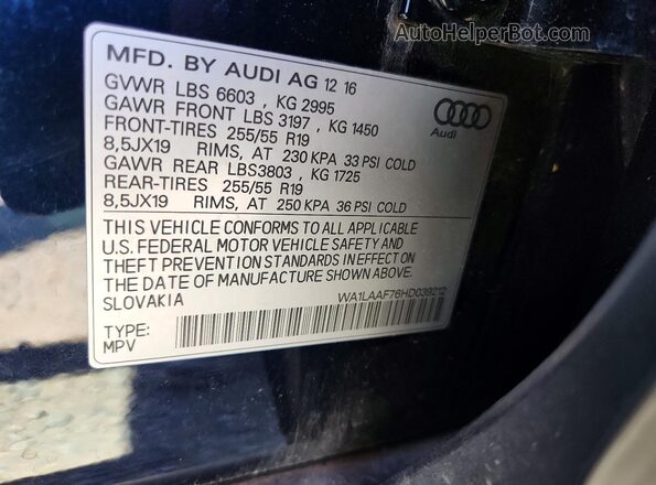 WA1LAAF76HD039212 2017 AUDI Q7 Blue სალონის 360-გრადუსიანი ხედი
