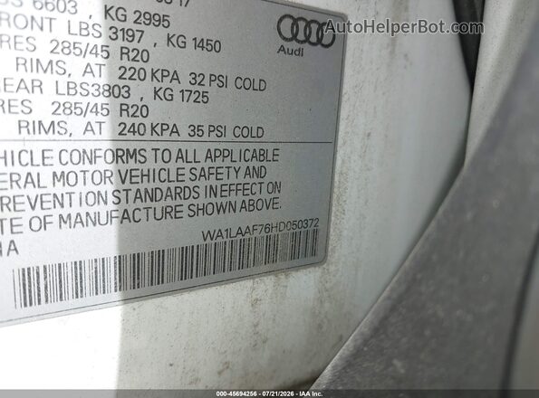 WA1LAAF76HD050372 2017 AUDI Q7 White Շարժիչի բաժամունքի տեսք