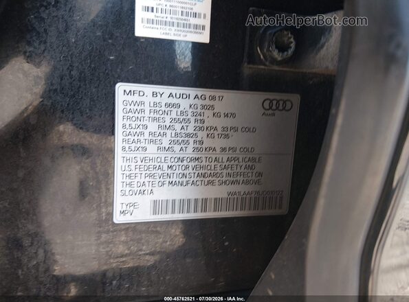 WA1LAAF76JD010122 2018 AUDI Q7 Black Շարժիչի բաժամունքի տեսք