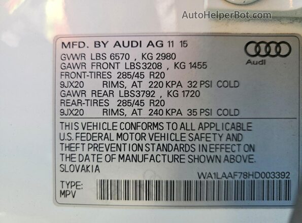 WA1LAAF78HD003392 2017 AUDI Q7 White სალონის 360-გრადუსიანი ხედი