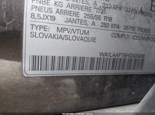 WA1LAAF78HD020418 2017 AUDI Q7 Brown Widok komory silnika