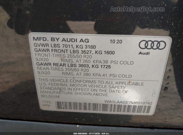 WA1LAAGE7MB010742 2021 AUDI E-TRON Blue Widok komory silnika