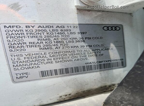 WA1LCBF7XPD006163 2023 AUDI Q7 White Vista interior de 360 grados