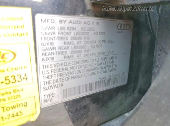 WA1LHAF70HD037550 2017 AUDI Q7 Угольный Панорамный вид салона 360°