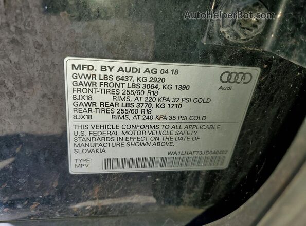 WA1LHAF73JD040402 2018 AUDI Q7 Black Widok wnętrza 360 stopni