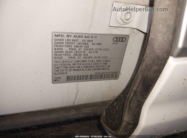 WA1LHAF75JD018983 2018 AUDI Q7 Белый Вид подкапотного пространства