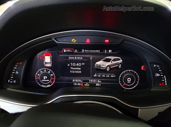 WA1LHAF77KD021627 2019 AUDI Q7 Silver Widok zestawu wskaźników