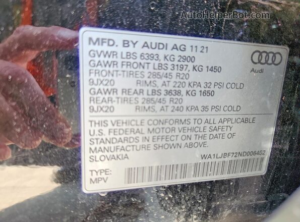 WA1LJBF72ND006452 2022 AUDI Q7 Black Սալոնի 360 աստիճան տեսք