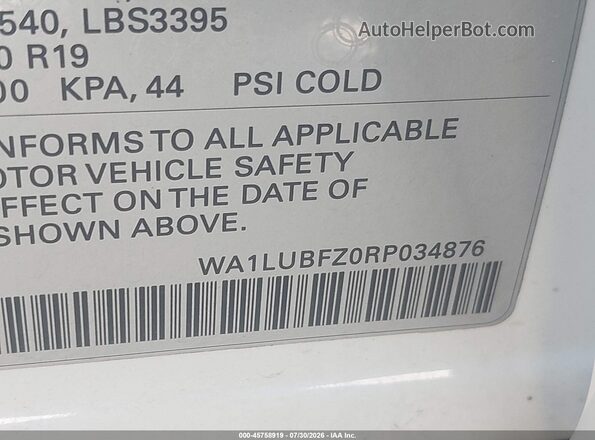 WA1LUBFZ0RP034876 2024 AUDI Q4 Белый Вид подкапотного пространства