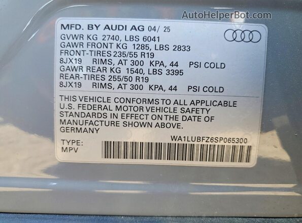 WA1LUBFZ6SP065300 2025 AUDI Q4 Gray Սալոնի 360 աստիճան տեսք