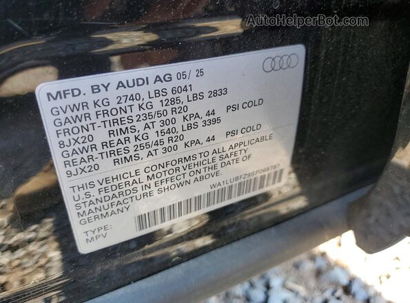 WA1LUBFZ9SP068787 2025 AUDI Q4 Black VIN կոդի պիտակի տեսք
