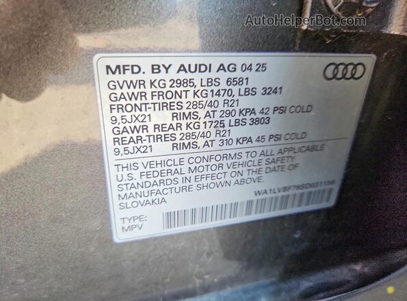 WA1LVBF78SD031159 2025 AUDI Q7 Gray ძრავის განყოფილების ხედი