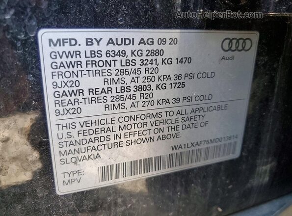 WA1LXAF75MD013614 2021 AUDI Q7 Black VIN կոդի պիտակի տեսք