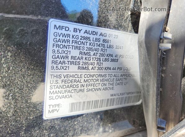 WA1LXBF70PD011909 2023 AUDI Q7 Черный Панорамный вид салона 360°