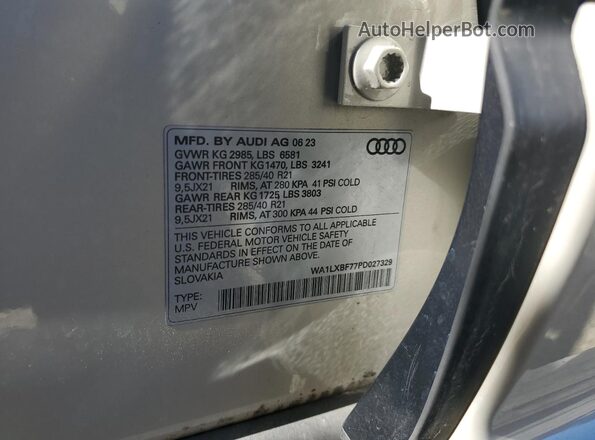 WA1LXBF77PD027329 2023 AUDI Q7 Кремовый Вид наклейки с VIN-кодом