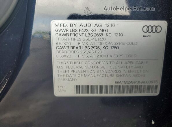 WA1M2AFP3HA089875 2017 AUDI Q5 Charcoal Widok komory silnika