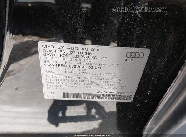WA1M2AFP4HA045089 2017 AUDI Q5 Black Вид підкапотного простору
