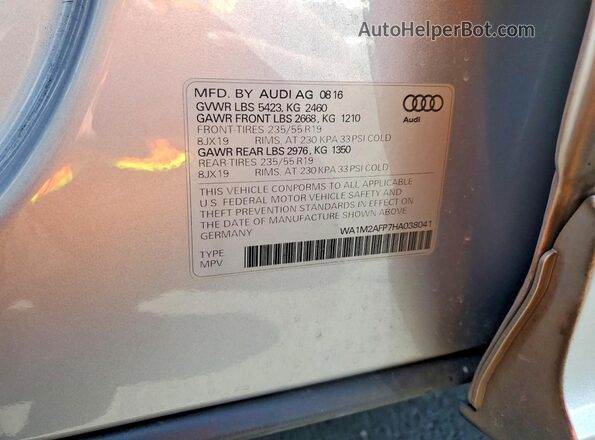 WA1M2AFP7HA038041 2017 AUDI Q5 Silver Շարժիչի բաժամունքի տեսք