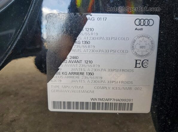 WA1M2AFP7HA099261 2017 AUDI Q5 Black VIN sticker view