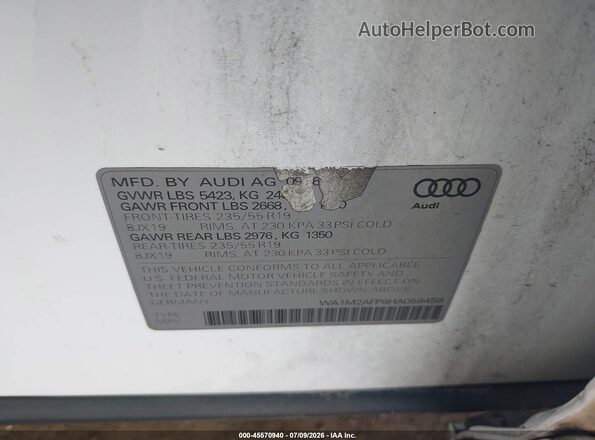 WA1M2AFP8HA058458 2017 AUDI Q5 White Engine compartment view