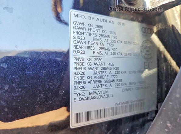 WA1MABF72HD016987 2017 AUDI Q7 Черный Вид подкапотного пространства