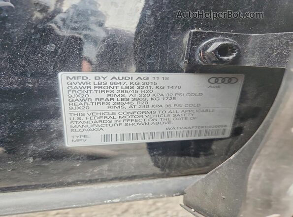 WA1VAAF70KD020056 2019 AUDI Q7 Black Widok wnętrza 360 stopni