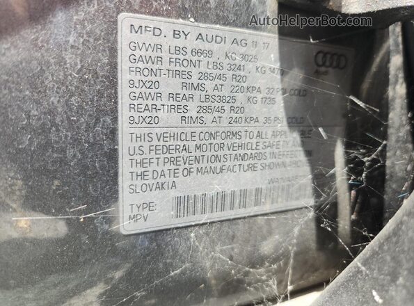 WA1VAAF72JD023880 2018 AUDI Q7 Gray Widok naklejki z numerem VIN