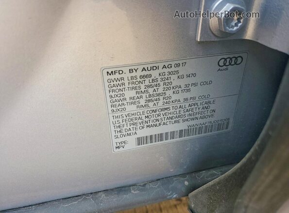 WA1VAAF75JD015305 2018 AUDI Q7 Silver Engine compartment view