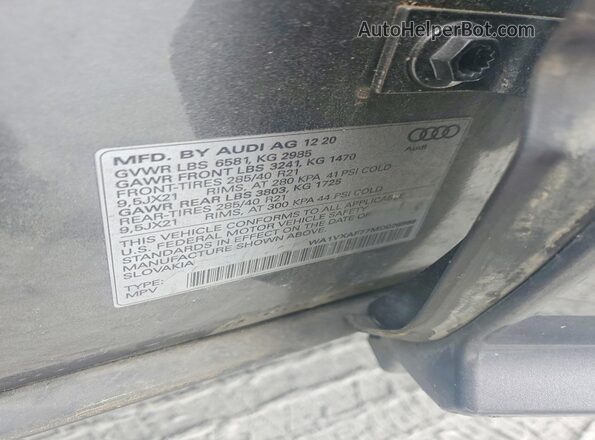 WA1VXAF77MD026986 2021 AUDI Q7 Gray Вид наклейки з VIN-кодом