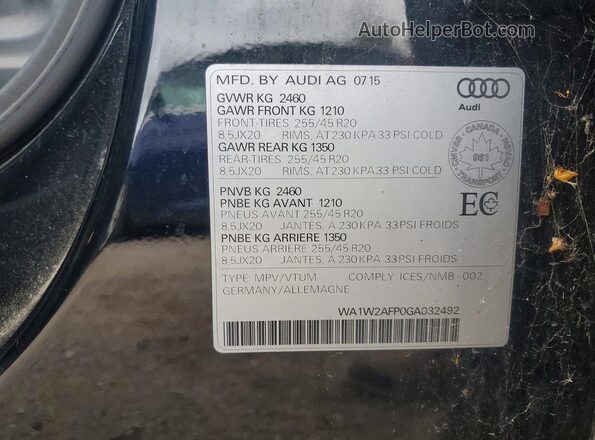 WA1W2AFP0GA032492 2016 AUDI Q5 Black VIN sticker view