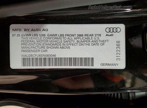 WAU2BCFU6SN083046 2025 AUDI A5 Black Շարժիչի բաժամունքի տեսք