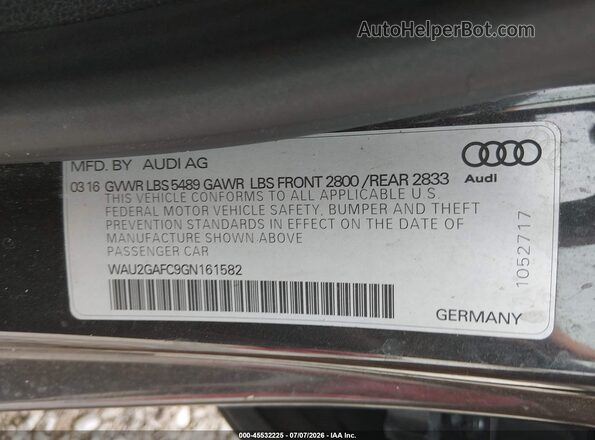 WAU2GAFC9GN161582 2016 AUDI A7 Black Engine compartment view