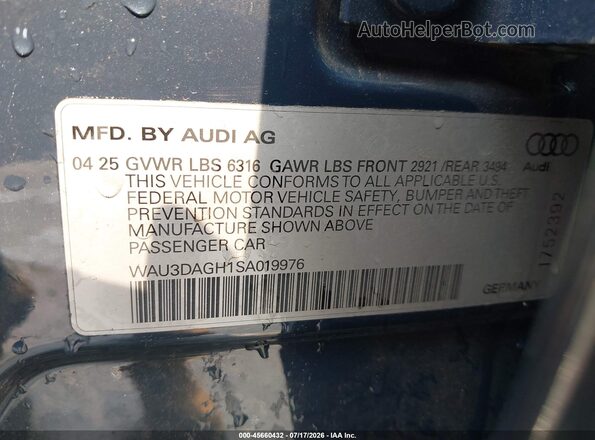 WAU3DAGH1SA019976 2025 AUDI A6 Blue Vista del compartimento del motor