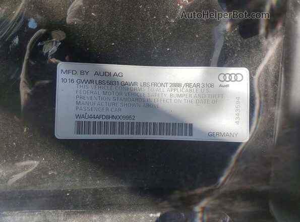 WAU44AFD8HN009952 2017 AUDI A8 Черный Вид подкапотного пространства