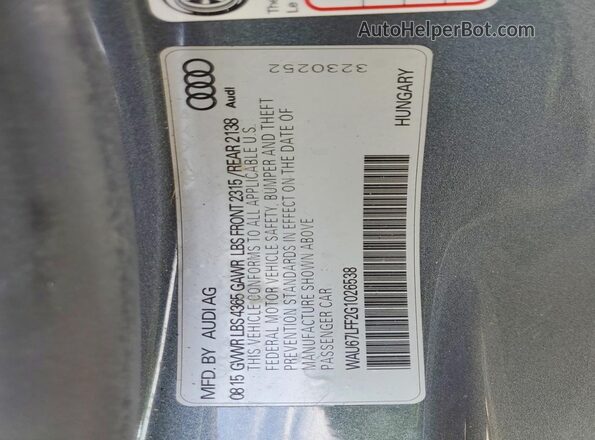 WAU67LFF2G1026538 2016 AUDI A3 Gray Engine compartment view