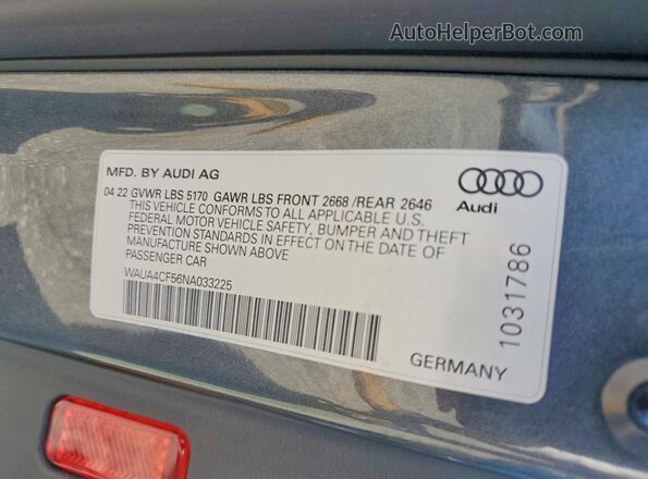 WAUA4CF56NA033225 2022 AUDI S5 Серый Вид подкапотного пространства