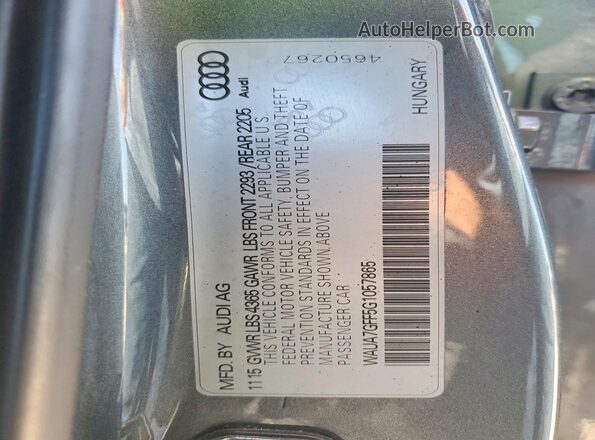 WAUA7GFF5G1057865 2016 AUDI A3 Серый Вид подкапотного пространства