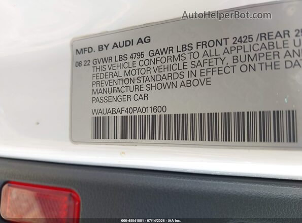 WAUABAF40PA011600 2023 AUDI A4 White Widok komory silnika